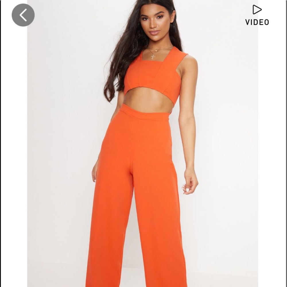 COPY - PrettyLittleThing Orange Cut Out Jumpsuit - Picture 3 of 7